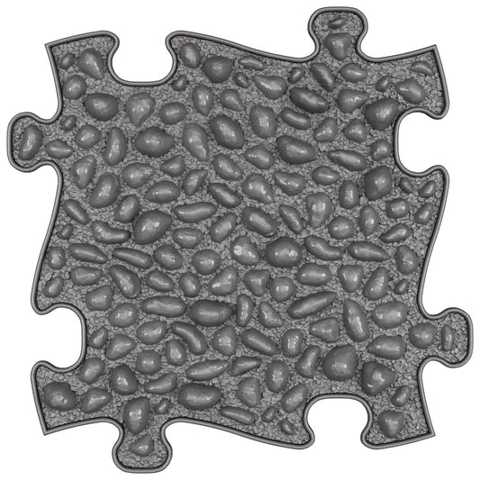Covoras ortopedic senzorial Muffik Pebbles Firm, textura tare cu efect de pietricele pentru masaj plantar si stimulare tactila, gri grafit, 29.79 x 29.79 cm, 1+ ani