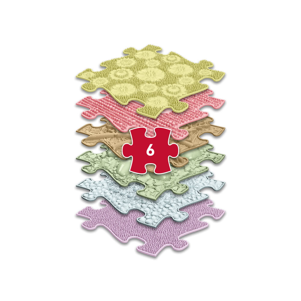 Set covorase ortopedice senzoriale Muffik Baby, pentru stimulare tactila, echilibru si dezvoltare motrica, 6 piese, 29.79 x 29.79 cm, 1+ ani