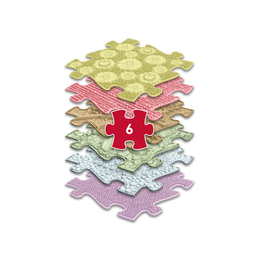 Set covorase ortopedice senzoriale Muffik Baby, pentru stimulare tactila, echilibru si dezvoltare motrica, 6 piese, 29.79 x 29.79 cm, 1+ ani