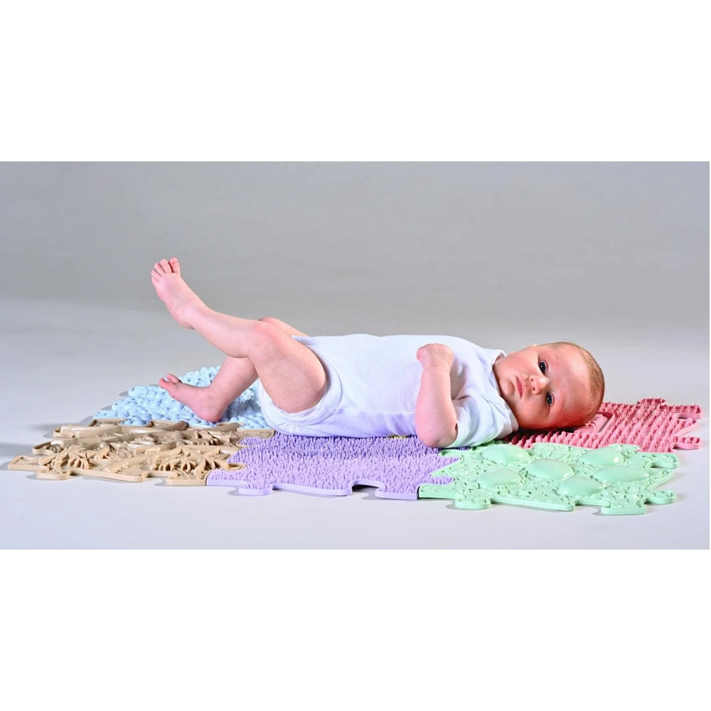 Set covorase ortopedice senzoriale Muffik Baby, pentru stimulare tactila, echilibru si dezvoltare motrica, 6 piese, 29.79 x 29.79 cm, 1+ ani