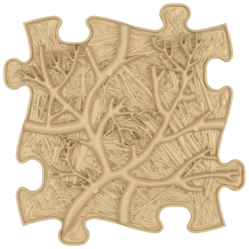 Covoras ortopedic senzorial Muffik Roots Firm, textura tare pentru masaj plantar si stimulare tactila, bej, 29.79 x 29.79 cm, 1+ ani