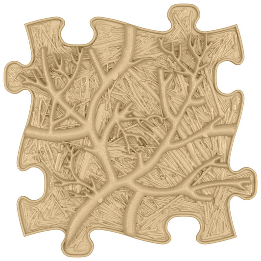 Covoras ortopedic senzorial Muffik Roots Firm, textura tare pentru masaj plantar si stimulare tactila, bej, 29.79 x 29.79 cm, 1+ ani