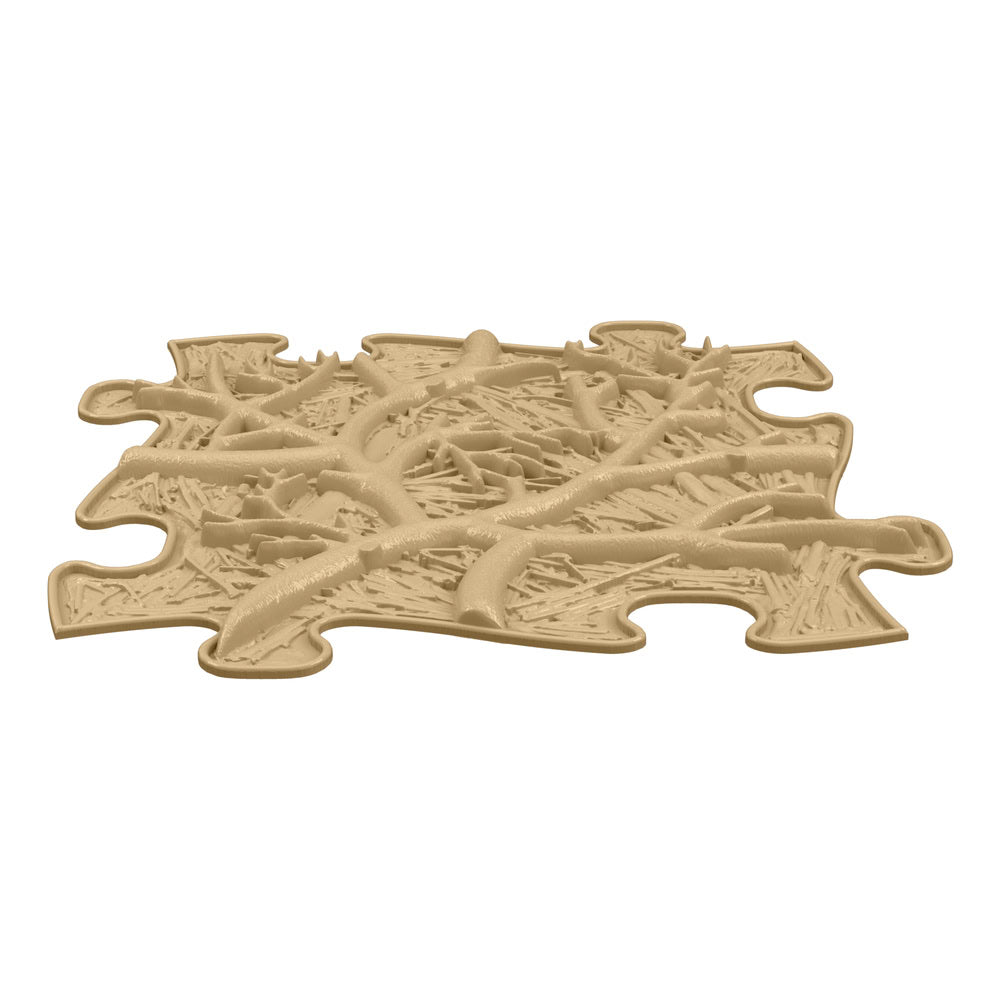 Covoras ortopedic senzorial Muffik Roots Firm, textura tare pentru masaj plantar si stimulare tactila, bej, 29.79 x 29.79 cm, 1+ ani
