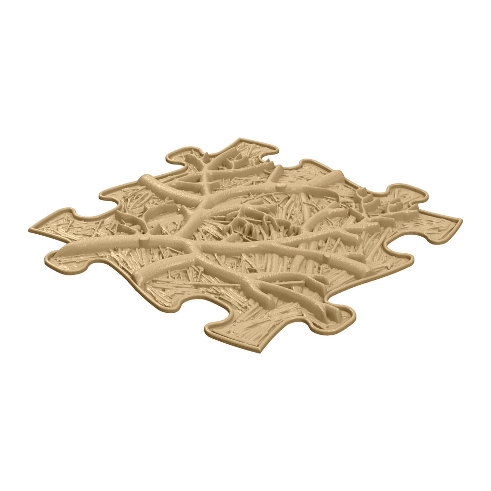 Covoras ortopedic senzorial Muffik Roots Firm, textura tare pentru masaj plantar si stimulare tactila, bej, 29.79 x 29.79 cm, 1+ ani