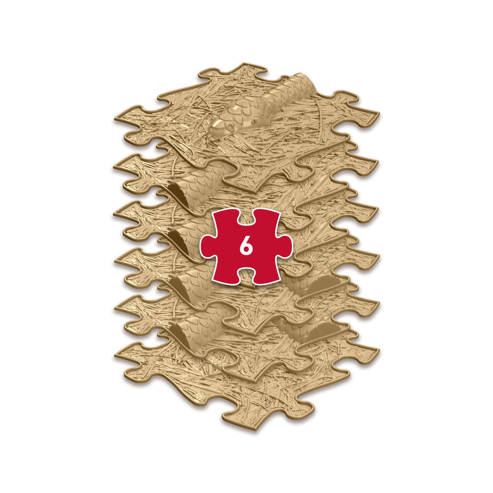 Set covorase ortopedice senzoriale Muffik Snake, pentru stimulare tactila, echilibru si dezvoltare motrica, bej, 6 piese, 29.79 x 29.79 cm, 1+ ani