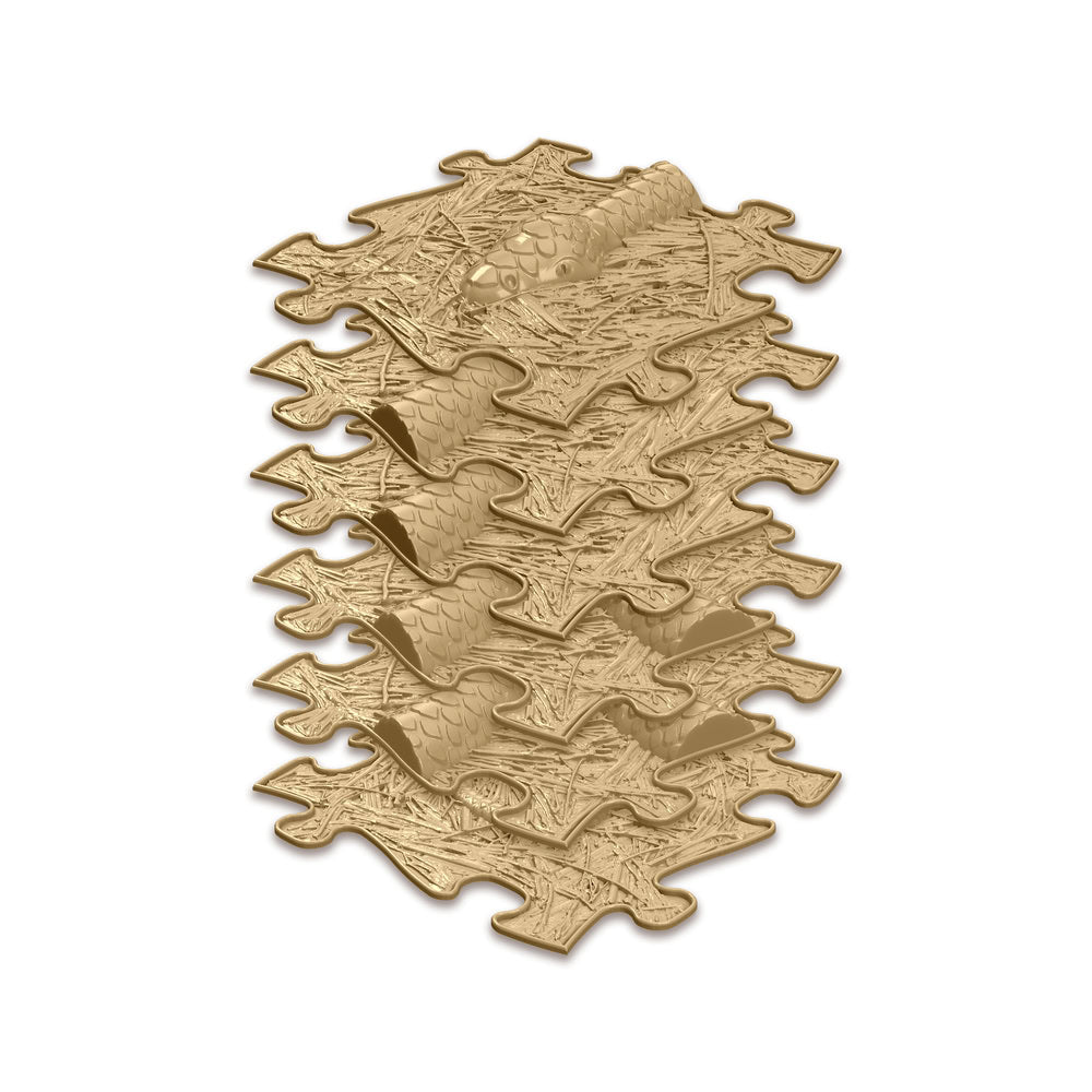 Set covorase ortopedice senzoriale Muffik Snake, pentru stimulare tactila, echilibru si dezvoltare motrica, bej, 6 piese, 29.79 x 29.79 cm, 1+ ani