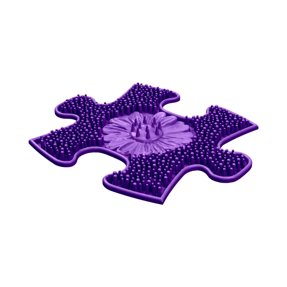 Covoras ortopedic senzorial Muffik Meadow Mini Firm, textura tare pentru masaj plantar si stimulare tactila, mov, 14.25 x 17.29 cm, 1+ ani
