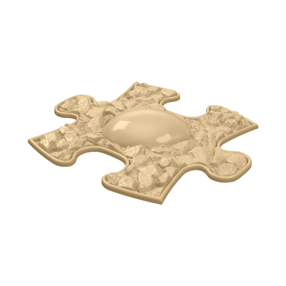 Covoras ortopedic senzorial Muffik Dino Eggs Mini Firm, textura tare pentru masaj plantar si echilibru, bej, 14.25 x 17.29 cm, 1+ ani
