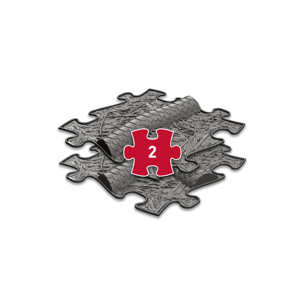 Set covorase ortopedice senzoriale Muffik Snake Extended, pentru stimulare tactila, echilibru si dezvoltare motrica, gri grafit, 2 piese, 29.79 x 29.79 cm, 1+ ani