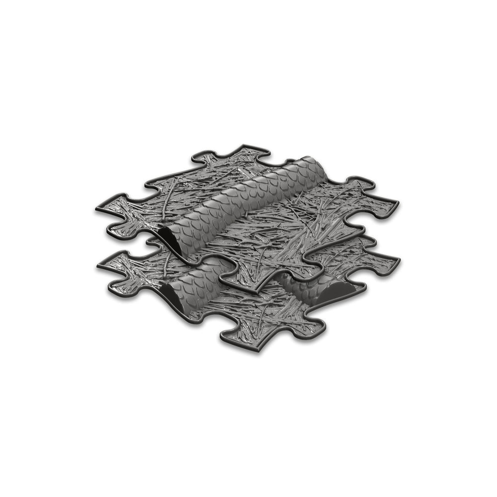 Set covorase ortopedice senzoriale Muffik Snake Extended, pentru stimulare tactila, echilibru si dezvoltare motrica, gri grafit, 2 piese, 29.79 x 29.79 cm, 1+ ani