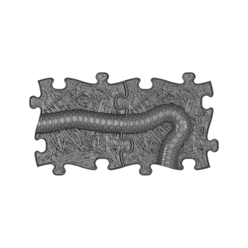 Set covorase ortopedice senzoriale Muffik Snake Extended, pentru stimulare tactila, echilibru si dezvoltare motrica, gri grafit, 2 piese, 29.79 x 29.79 cm, 1+ ani