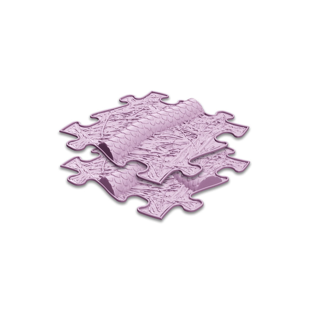 Set covorase ortopedice senzoriale Muffik Snake Extended, pentru stimulare tactila, echilibru si dezvoltare motrica, roz liliac, 2 piese, 29.79 x 29.79 cm, 1+ ani