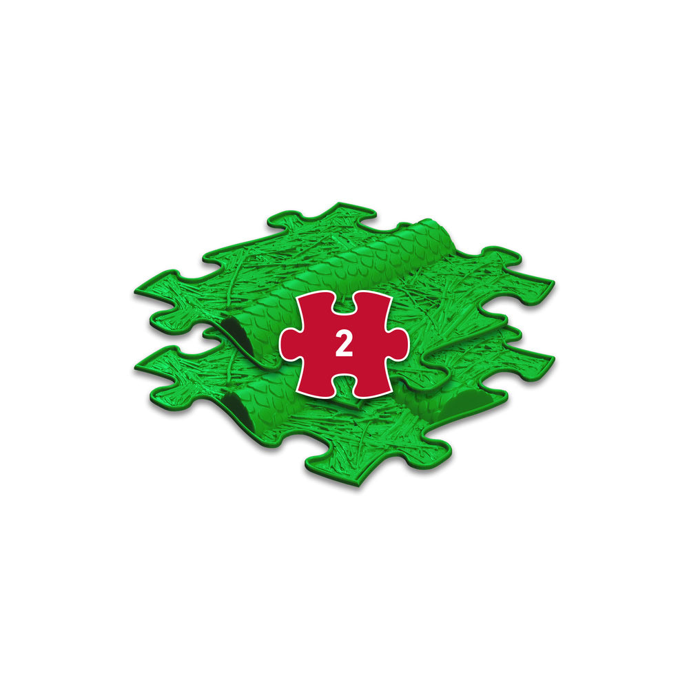 Set covorase ortopedice senzoriale Muffik Snake Extended, pentru stimulare tactila, echilibru si dezvoltare motrica, verde, 2 piese, 29.79 x 29.79 cm, 1+ ani