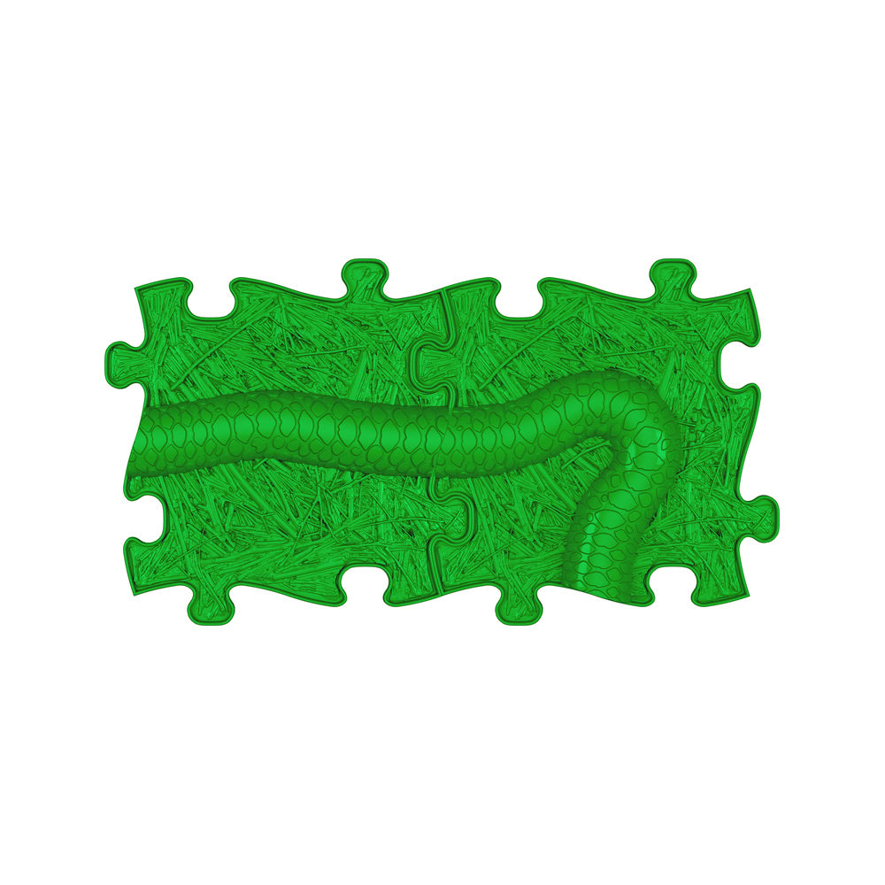 Set covorase ortopedice senzoriale Muffik Snake Extended, pentru stimulare tactila, echilibru si dezvoltare motrica, verde, 2 piese, 29.79 x 29.79 cm, 1+ ani