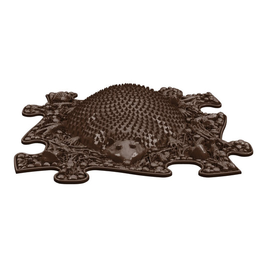 Covoras ortopedic senzorial Muffik Hedgehog Firm, textura tare pentru masaj plantar si stimulare tactila, maro, 29,79 x 29,79 cm, 1+ ani