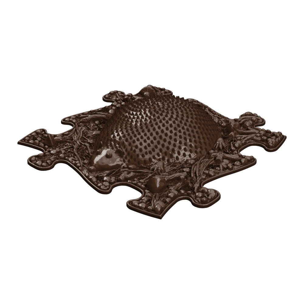 Covoras ortopedic senzorial Muffik Hedgehog Firm, textura tare pentru masaj plantar si stimulare tactila, maro, 29,79 x 29,79 cm, 1+ ani