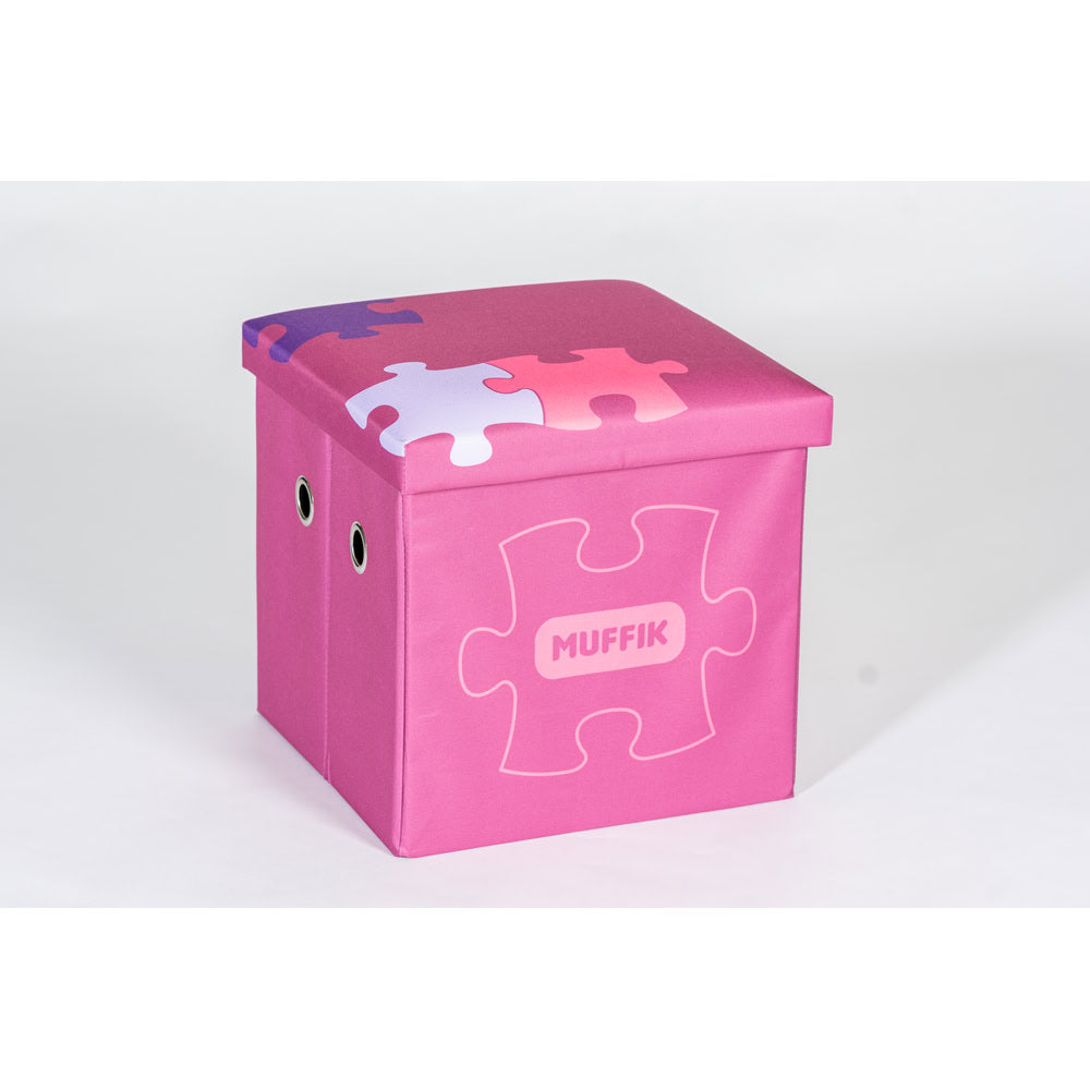 Cutie de depozitare roz, pentru organizarea covoraselor si accesoriilor senzoriale ortopedice Muffik, roz, 35 x 35 x 35 cm