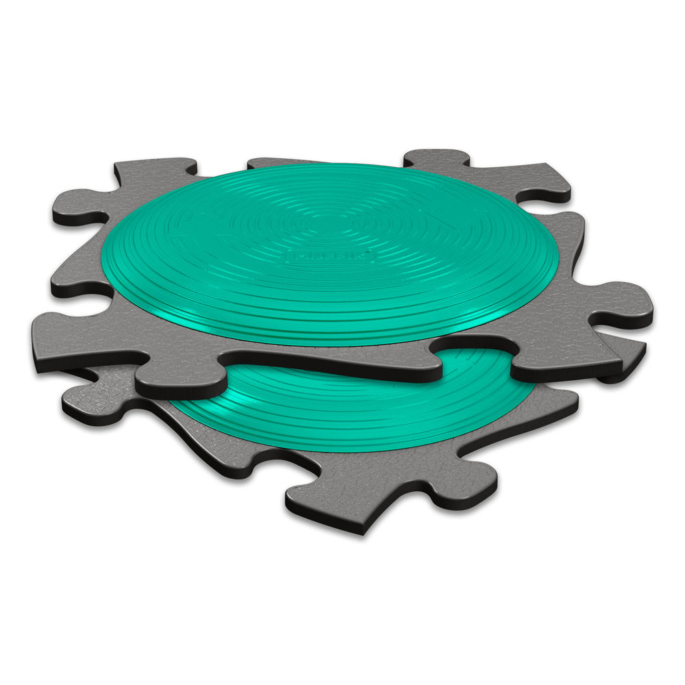 Set covorase ortopedice senzoriale Muffik Active Mats Rotana, pentru echilibru, coordonare si stimulare tactila, turcoaz, 2 piese, 29.79 x 29.79 cm, 3+ ani