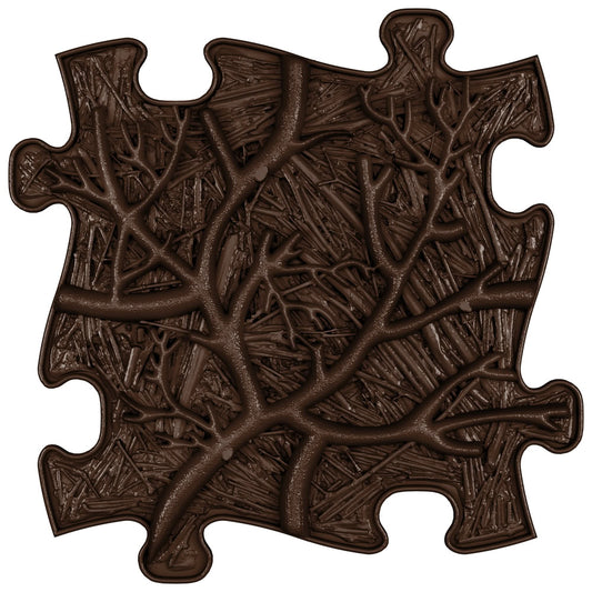 Covoras ortopedic senzorial Muffik Roots Soft, textura moale pentru masaj plantar si stimulare tactila, maro, 29.79 x 29.79 cm, 1+ ani