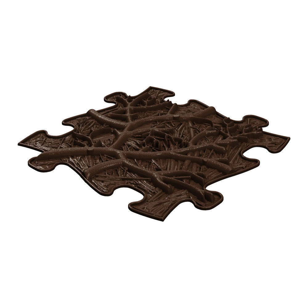 Covoras ortopedic senzorial Muffik Roots Soft, textura moale pentru masaj plantar si stimulare tactila, maro, 29.79 x 29.79 cm, 1+ ani