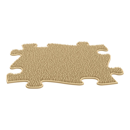Covoras ortopedic senzorial Muffik Grass Soft, textura moale pentru masaj plantar si stimulare tactila, bej, 29.79 x 29.79 cm, 1+ ani
