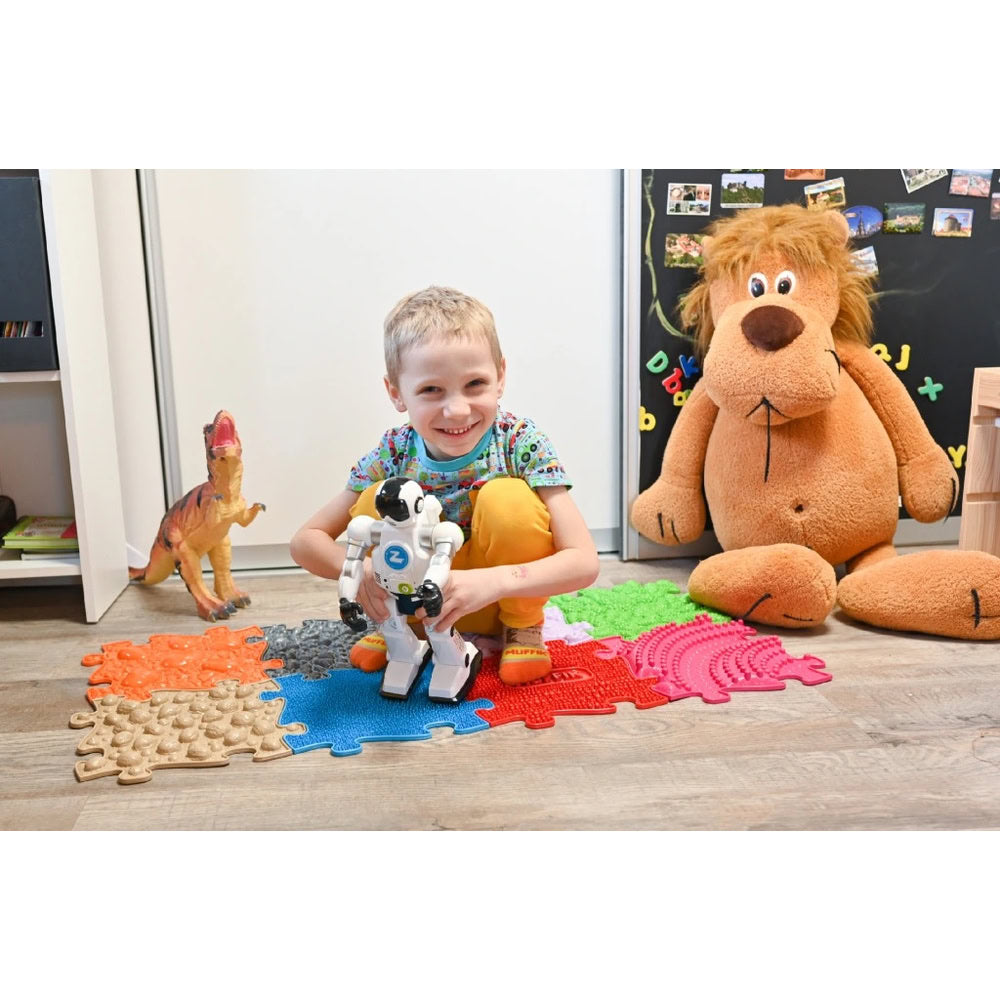 Set covorase ortopedice senzoriale Muffik Medium 1, pentru stimulare tactila, echilibru si dezvoltare motrica, 8 piese, 29.79 x 29.79 cm, 1+ ani