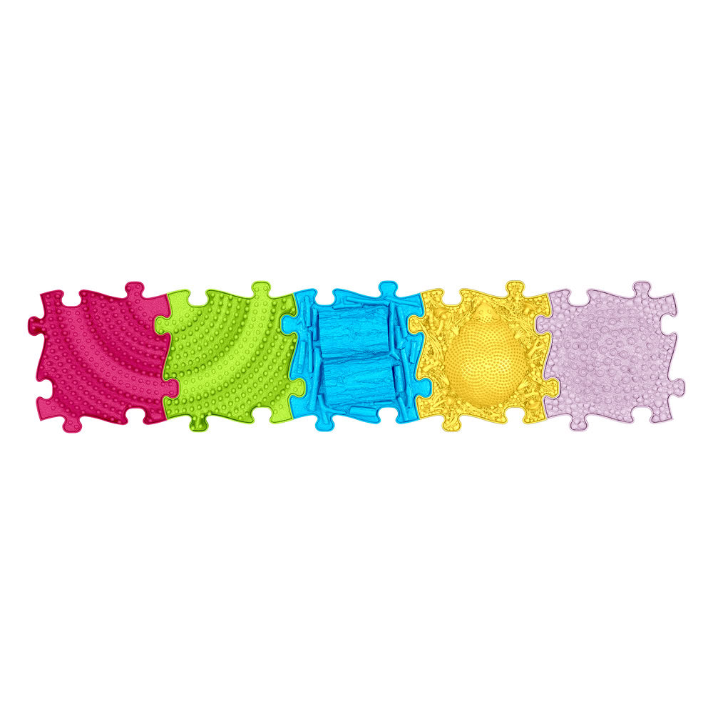 Set covorase ortopedice senzoriale Muffik 3D Addition, pentru echilibru, coordonare si stimulare tactila, 5 piese, 29.79 x 29.79 cm, 1+ ani