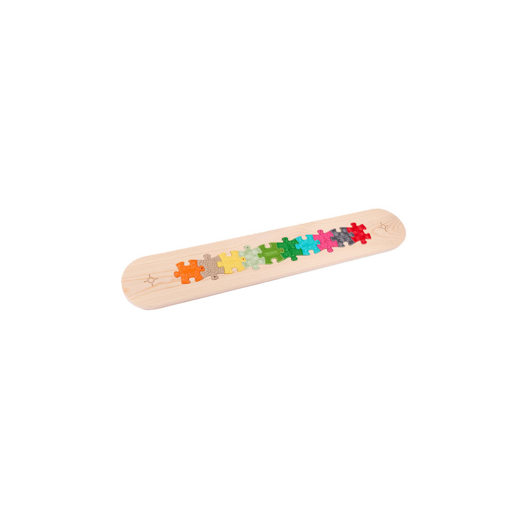 Pod senzorial de echilibru, pentru covorase ortopedice Muffik, cu mini puzzle-uri tactile, 13 piese, 70 x 11.5 cm, 3+ ani