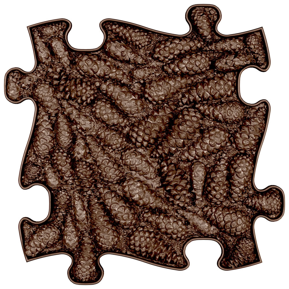 Covoras ortopedic senzorial Muffik Forest Firm, textura tare pentru masaj plantar si stimulare tactila, maro, 29.79 x 29.79 cm, 1+ ani