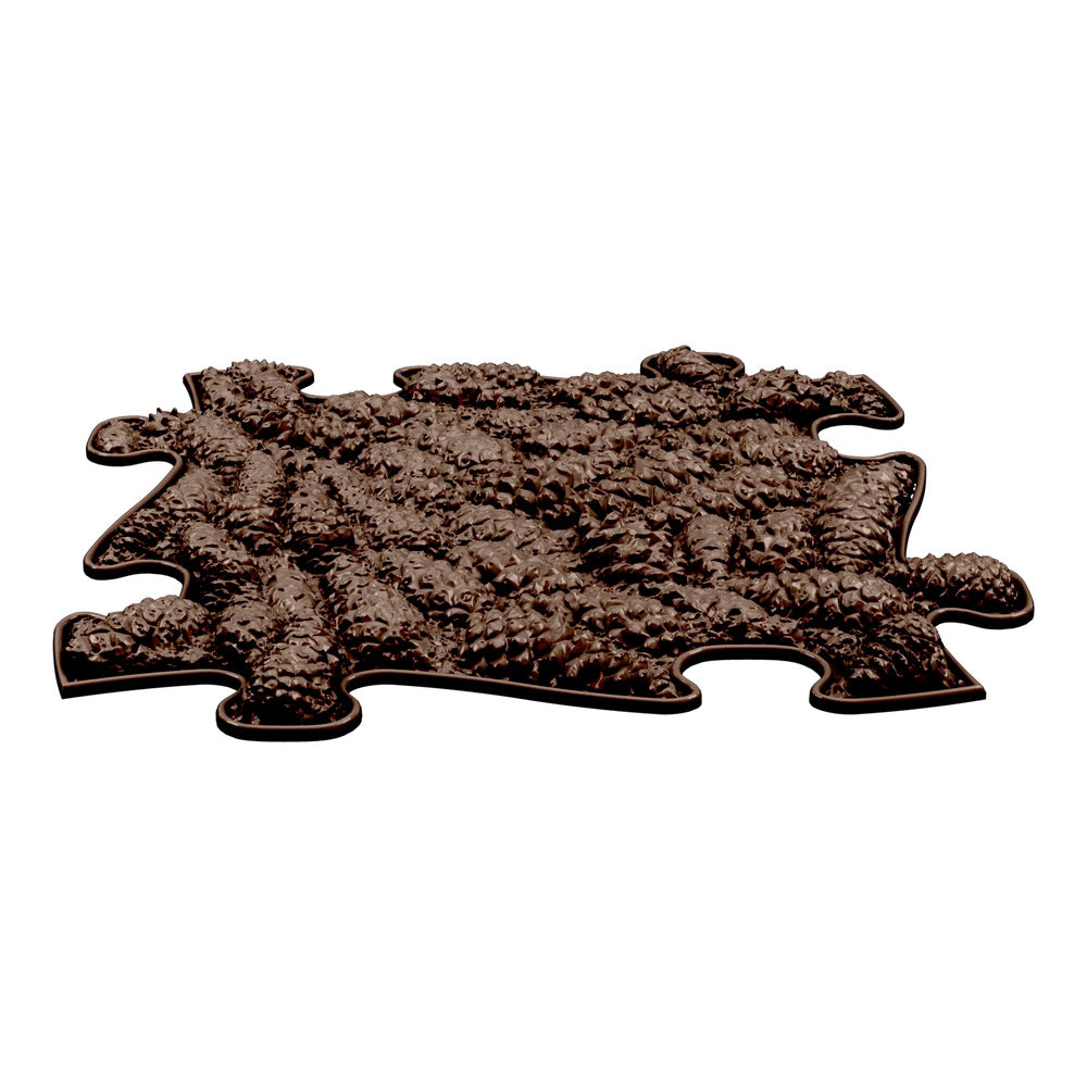 Covoras ortopedic senzorial Muffik Forest Firm, textura tare pentru masaj plantar si stimulare tactila, maro, 29.79 x 29.79 cm, 1+ ani