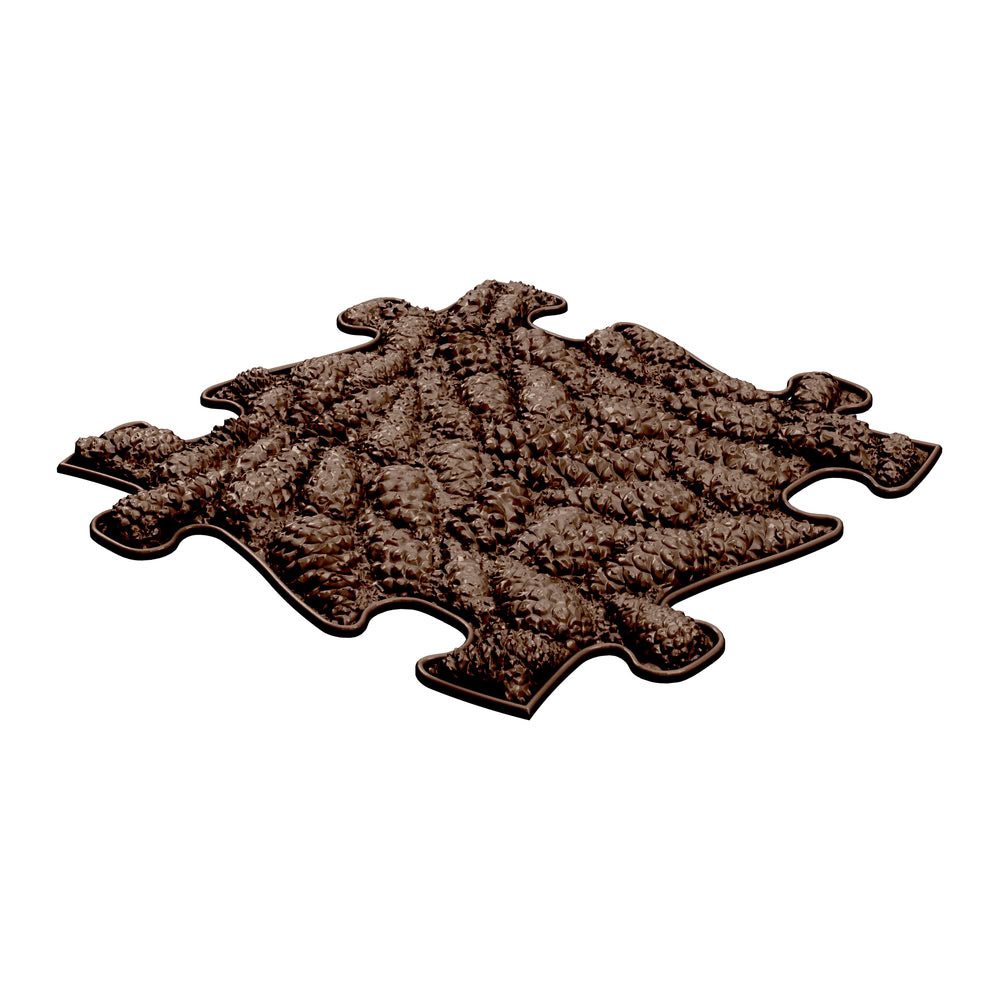 Covoras ortopedic senzorial Muffik Forest Firm, textura tare pentru masaj plantar si stimulare tactila, maro, 29.79 x 29.79 cm, 1+ ani