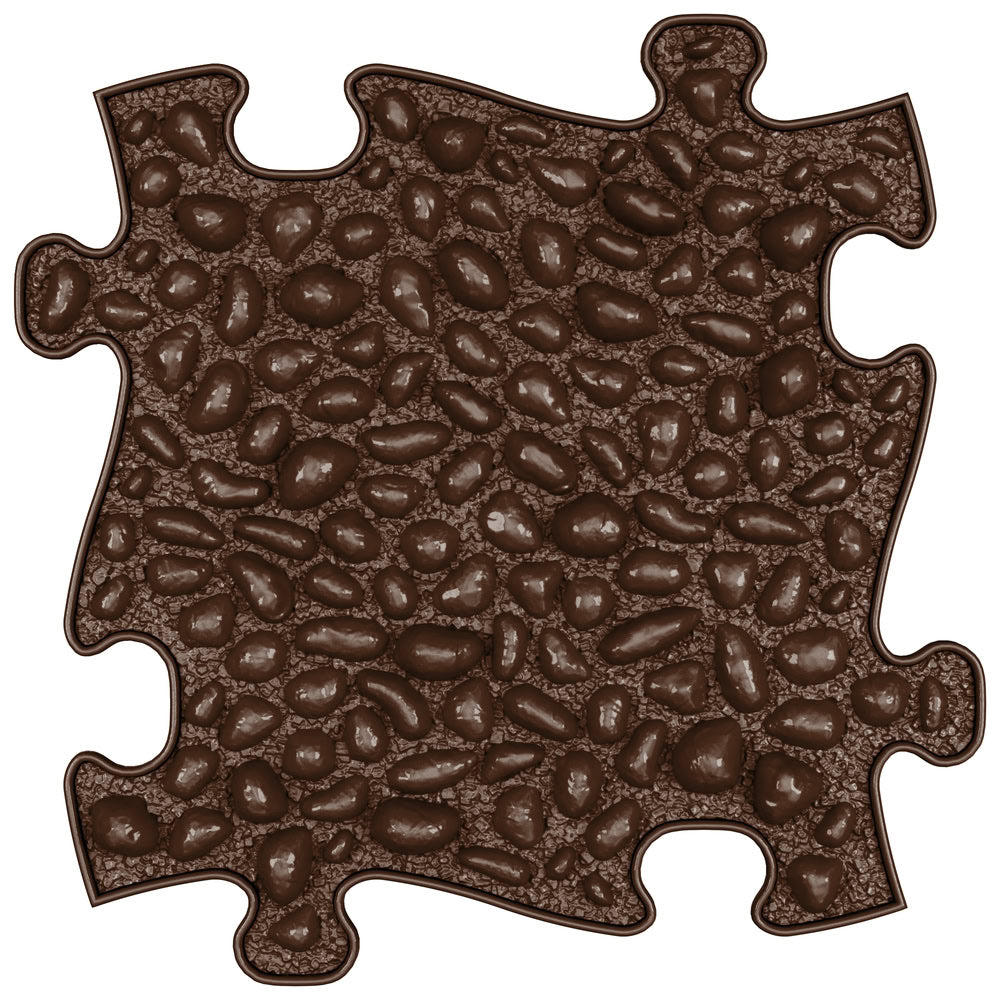 Covoras ortopedic senzorial Muffik Pebbles Firm, textura tare cu efect de pietricele pentru masaj plantar si stimulare tactila, maro, 29.79 x 29.79 cm, 1+ ani