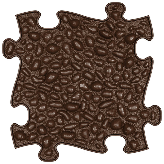 Covoras ortopedic senzorial Muffik Pebbles Firm, textura tare cu efect de pietricele pentru masaj plantar si stimulare tactila, maro, 29.79 x 29.79 cm, 1+ ani