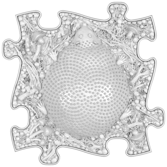 Covoras ortopedic senzorial Muffik Hedgehog Firm, textura tare pentru masaj plantar si stimulare tactila, alb, 29.79 x 29.79 cm, 1+ ani
