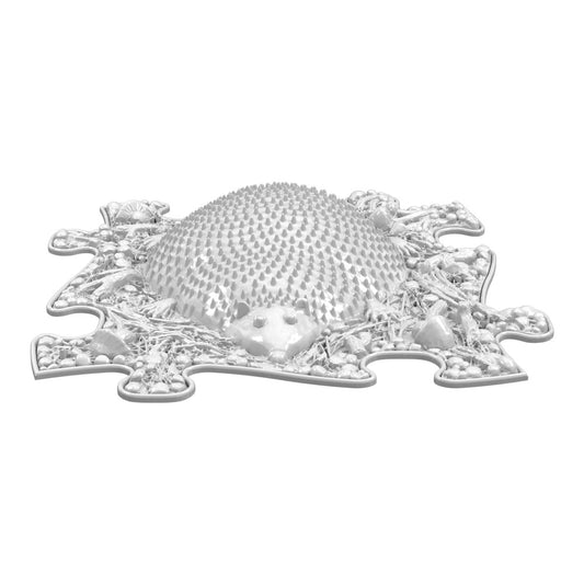 Covoras ortopedic senzorial Muffik Hedgehog Firm, textura tare pentru masaj plantar si stimulare tactila, alb, 29.79 x 29.79 cm, 1+ ani