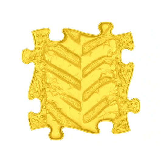 Covoras ortopedic senzorial Muffik Tractor Path Firm, textura tare pentru masaj plantar si stimulare tactila, galben deschis, 29.79 x 29.79 cm, 1+ ani