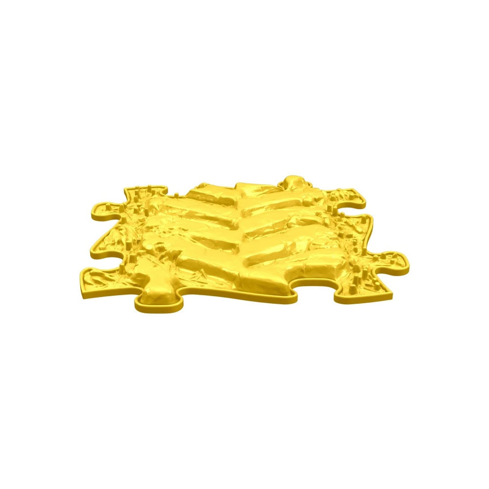 Covoras ortopedic senzorial Muffik Tractor Path Firm, textura tare pentru masaj plantar si stimulare tactila, galben deschis, 29.79 x 29.79 cm, 1+ ani