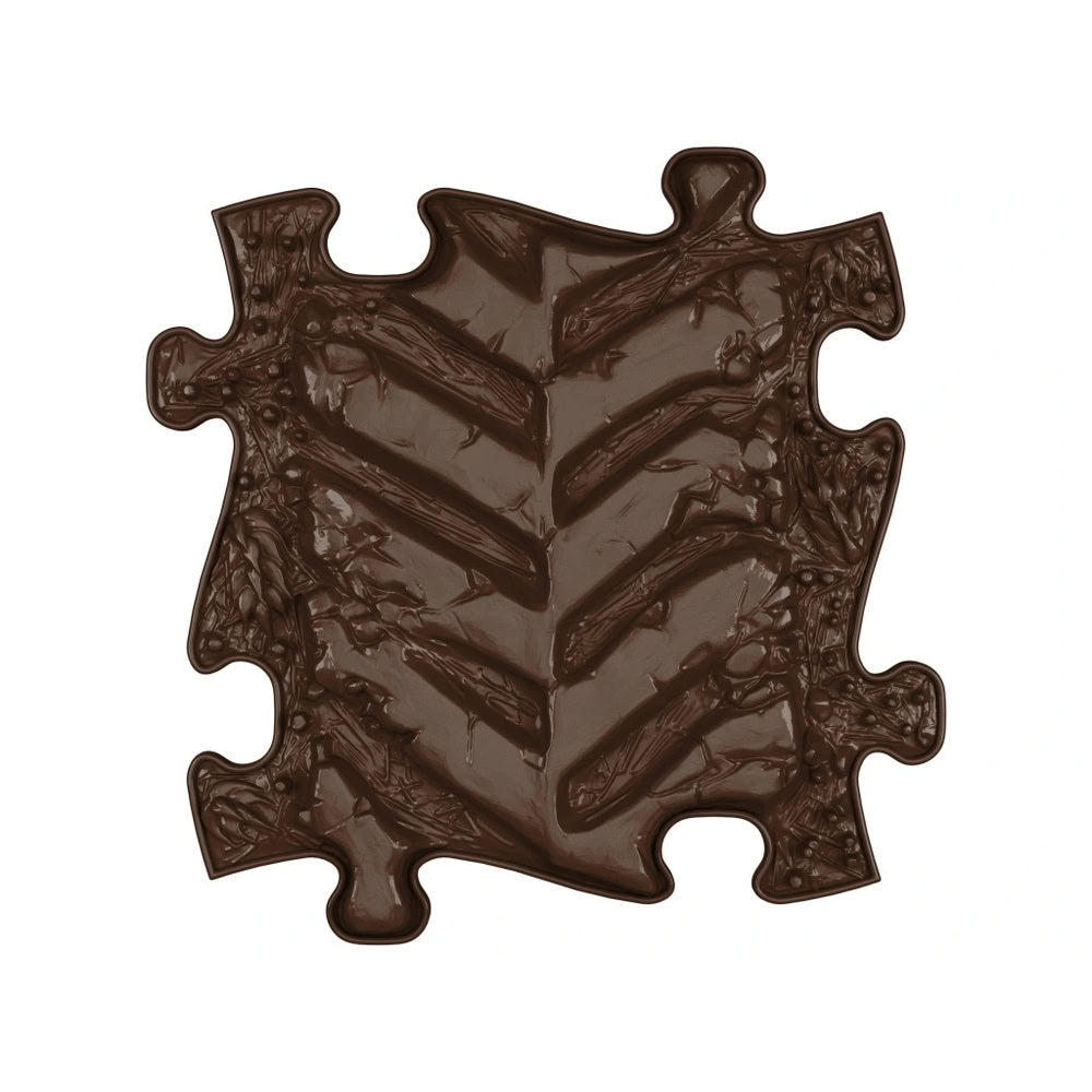 Covoras ortopedic senzorial Muffik Tractor Path Firm, textura tare pentru masaj plantar si stimulare tactila, maro, 29.79 x 29.79 cm, 1+ ani