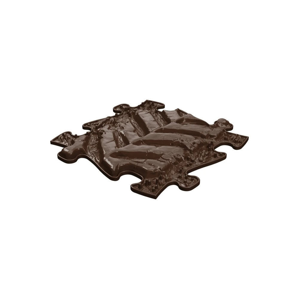 Covoras ortopedic senzorial Muffik Tractor Path Firm, textura tare pentru masaj plantar si stimulare tactila, maro, 29.79 x 29.79 cm, 1+ ani
