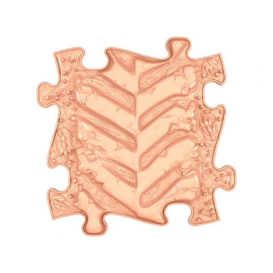 Covoras ortopedic senzorial Muffik Tractor Path Firm, textura tare pentru masaj plantar si stimulare tactila, portocaliu pastel, 29.79 x 29.79 cm, 1+ ani