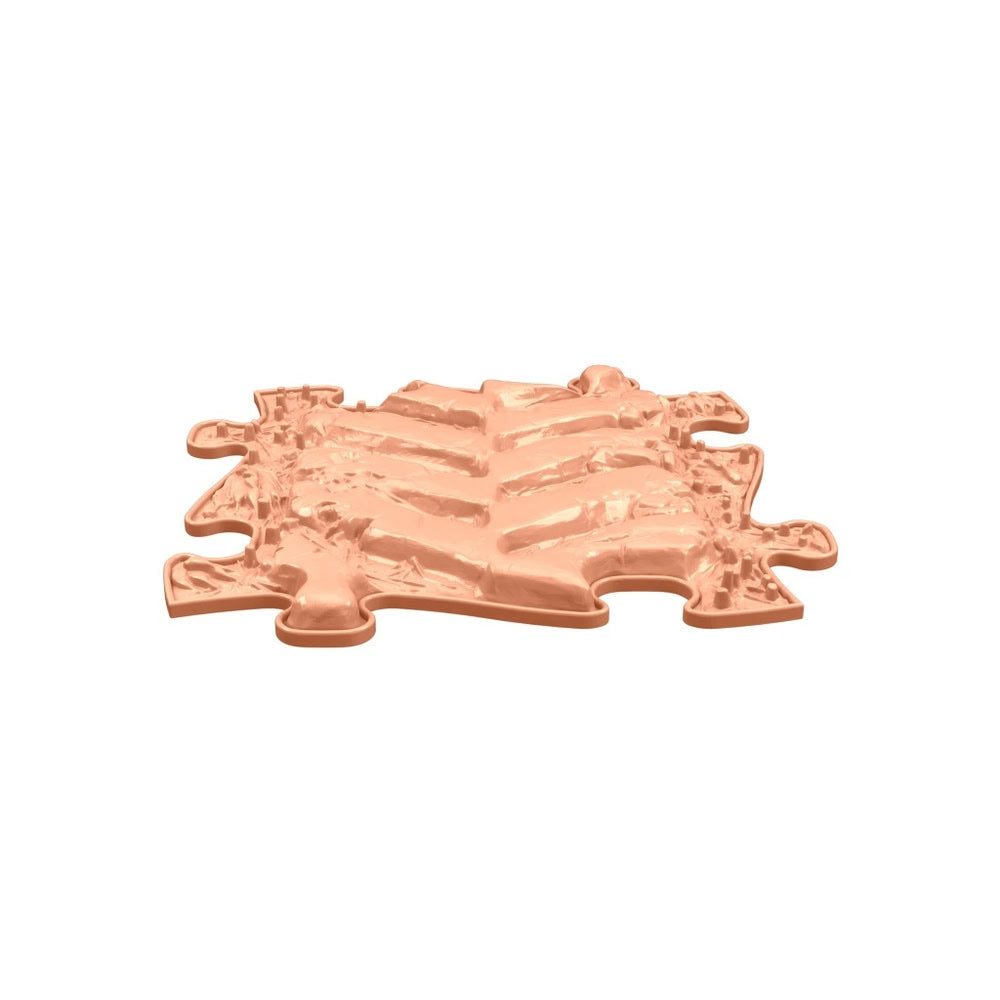 Covoras ortopedic senzorial Muffik Tractor Path Firm, textura tare pentru masaj plantar si stimulare tactila, portocaliu pastel, 29.79 x 29.79 cm, 1+ ani