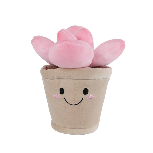 BLUSHY - Jucarie de plus –  Suculente in ghiveci - Roz, 13 cm