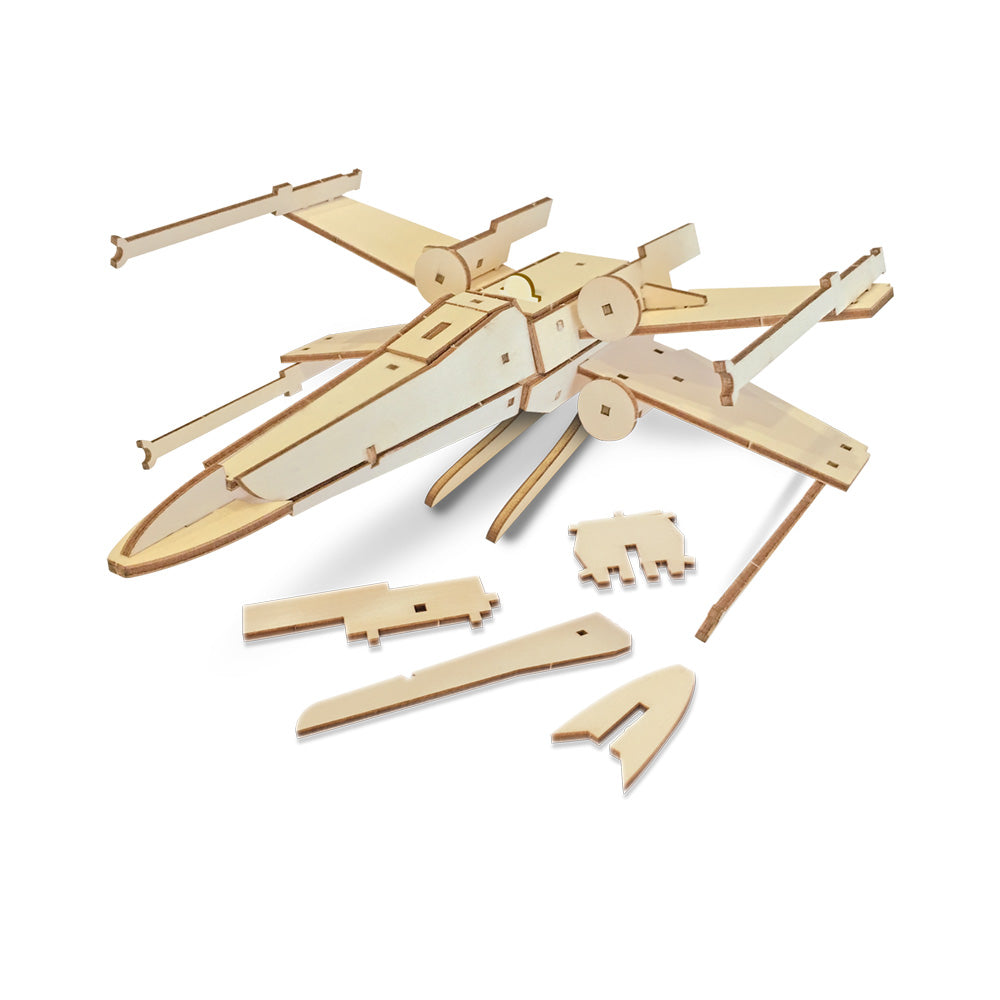 Imagine - Macheta de asamblat, Wood WorX - Star Wars - X-Wing Starfighter, cu 40+ piese din lemn + vopsea, pensula si adeziv inclus