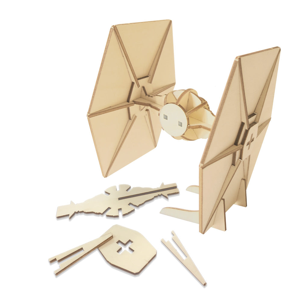 Imagine - Macheta de asamblat, Wood WorX - Star Wars - Tie Fighter, cu 30+ piese din lemn + vopsea, pensula si adeziv inclus