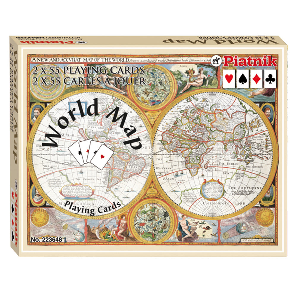Imagine Set carti de joc de lux, 2 x 55, Harta Lumii - Piatnik