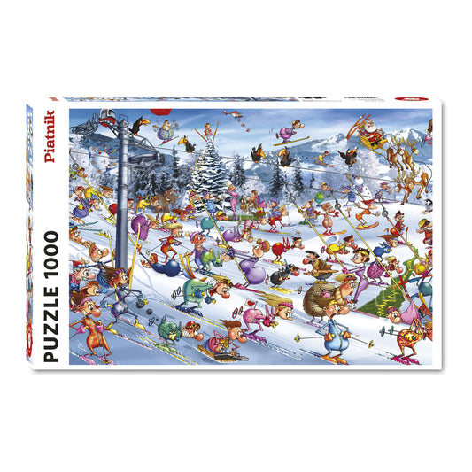 Puzzle Piatnik, Christmas Skiing - François Ruyer, 1000 piese