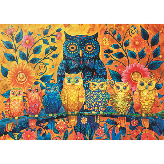 Puzzle Piatnik, Colorful Owls, 1000 piese
