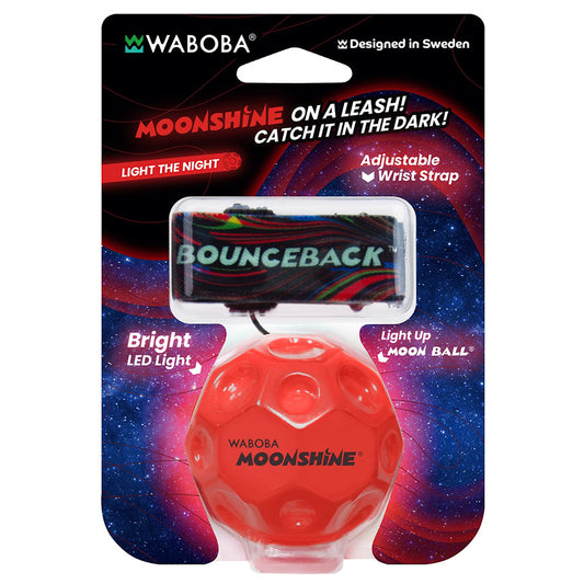 Minge hiper saritoare, cu sistem de prindere - Waboba Bounceback Moonshine, cu led, lumineaza la aruncare, culori asortate