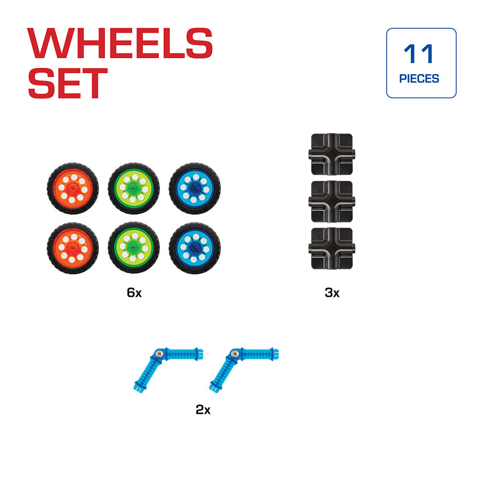 Joc magnetic Geo Smart, Wheel Set, Set de roti, 11 piese