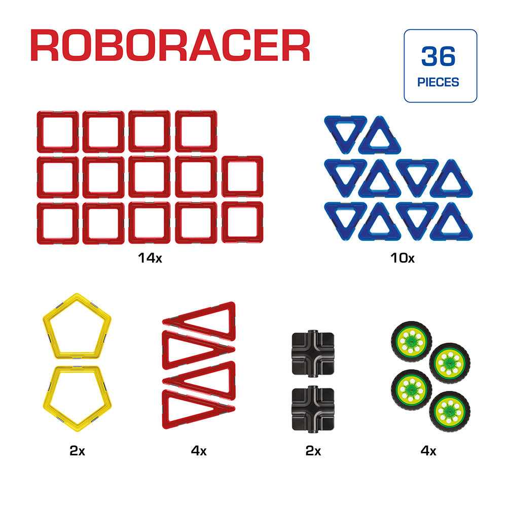 Joc magnetic Geo Smart, Roboracer, Masina de curse, 36 piese